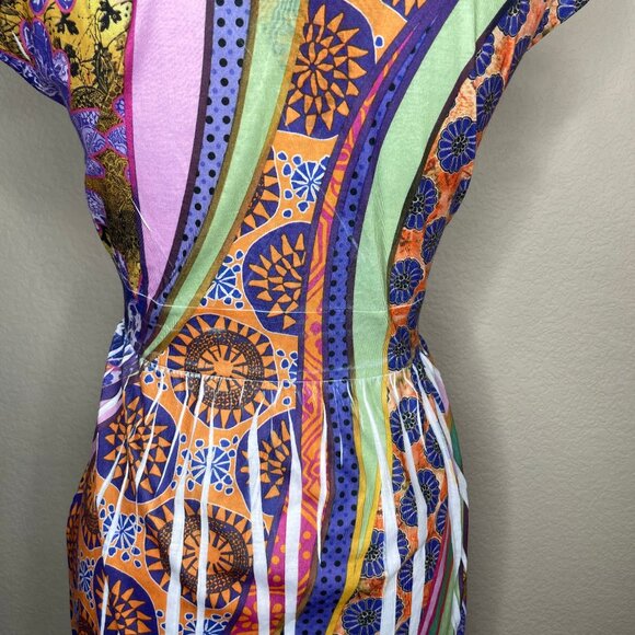 Miss Tina by Tina Knowles Women's Colorful Paisley V-Neck Cap Sleeve Midi Dress - Picture 4 of 8